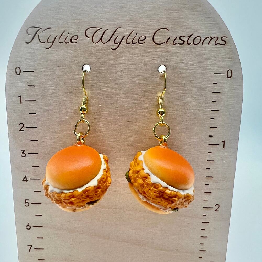 Chicken Sandwich Earrings - KFC Earrings - Food Earrings - Fried Chicken Earring - Picture 10 of 10